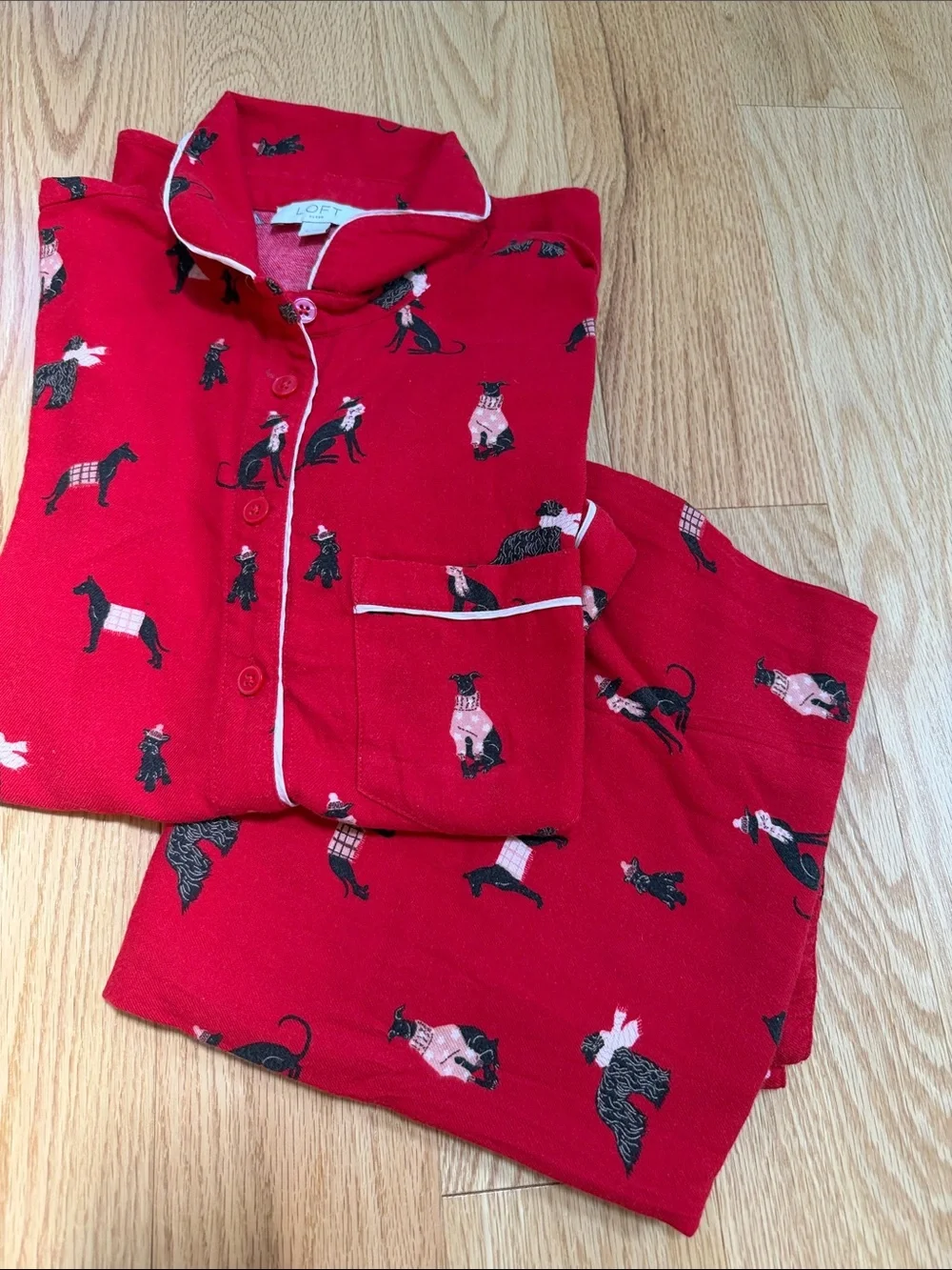 Loft red Dog print sleepwear set S/M. - Picture 1 of 13